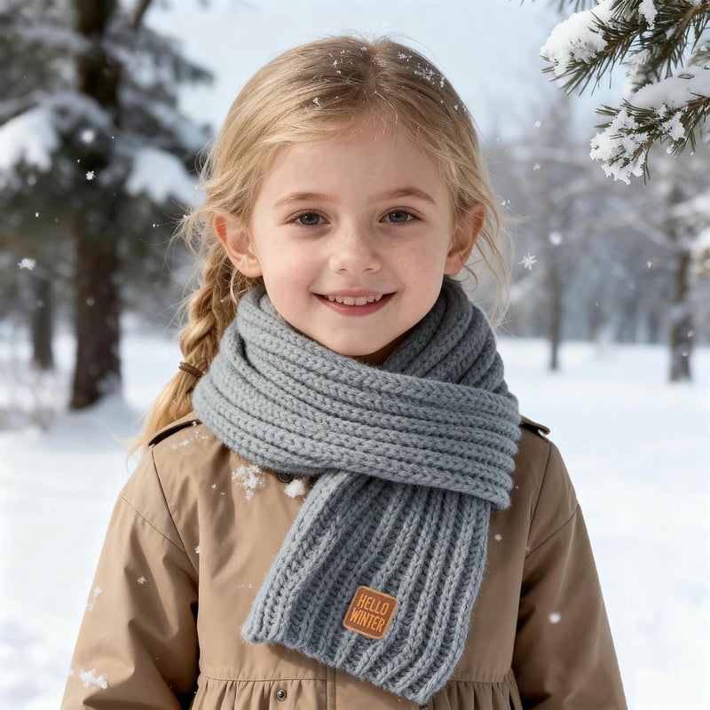 Hello Winter Kids Scarf Winter Neck Warmer Toddler Neck Scarf Girls Thick Scarves Boys Warm Neck Warp 2-12 Years - Image 5